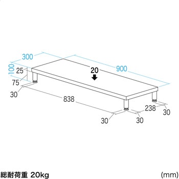 机上ラック eシリーズ 薄い木目×ホワイト丸脚 サンワサプライ