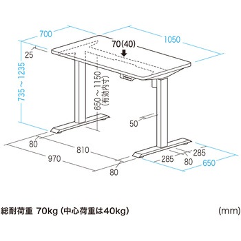 デスク eシリーズ 薄い木目×ブラック電動昇降 サンワサプライ
