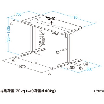 デスク eシリーズ 薄い木目×ブラック電動昇降 サンワサプライ