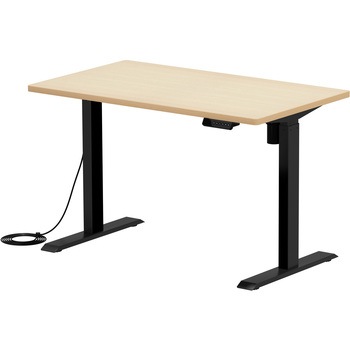 デスク eシリーズ 薄い木目×ブラック電動昇降 サンワサプライ