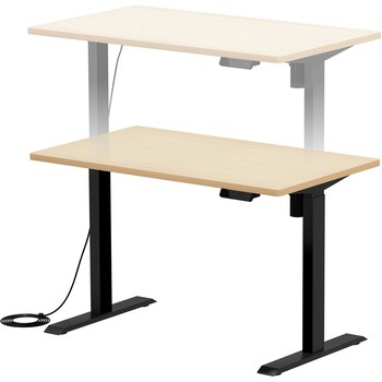 デスク eシリーズ 薄い木目×ブラック電動昇降 サンワサプライ