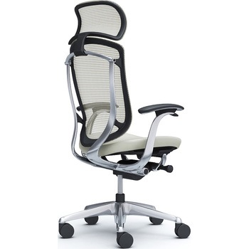 コンテッサセコンダ，固定肘，座革，大型ヘッド5本脚，ポリッシュ，ブラック，ランバー無ハンガー無 - オカムラ(岡村製作所)