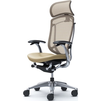 コンテッサセコンダ，固定肘，座革，大型ヘッド5本脚，ポリッシュ，ブラック，ランバー無ハンガー無 - オカムラ(岡村製作所)