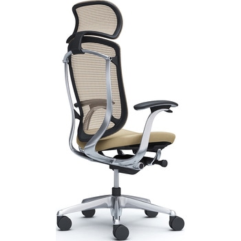 コンテッサセコンダ，固定肘，座革，大型ヘッド5本脚，ポリッシュ，ブラック，ランバー無ハンガー無 - オカムラ(岡村製作所)