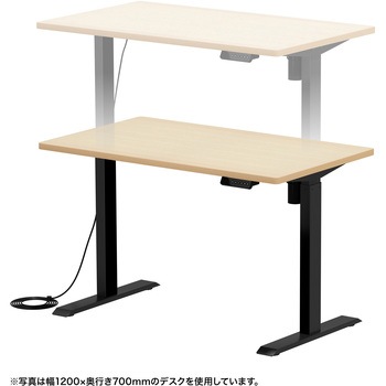 デスク eシリーズ 薄い木目×ブラック電動昇降 サンワサプライ