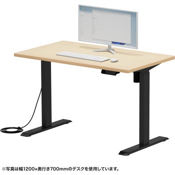 デスク eシリーズ 薄い木目×ブラック電動昇降 サンワサプライ
