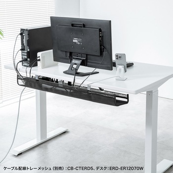 デスク eシリーズ 薄い木目×ブラック電動昇降 サンワサプライ