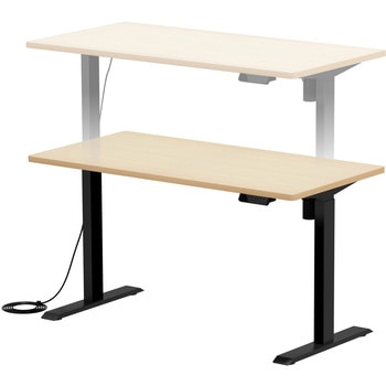 デスク eシリーズ 薄い木目×ブラック電動昇降 サンワサプライ