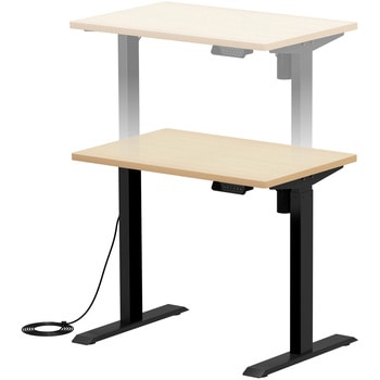 デスク eシリーズ 薄い木目×ブラック電動昇降 サンワサプライ