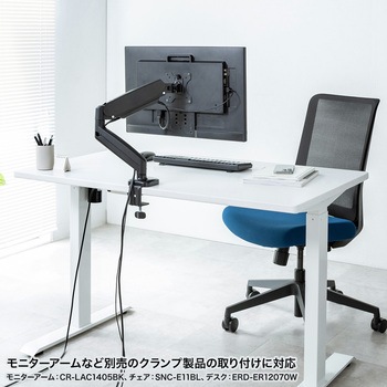 デスク eシリーズ 薄い木目×ブラック電動昇降 サンワサプライ