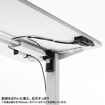 デスク eシリーズ 薄い木目×ブラック電動昇降 サンワサプライ