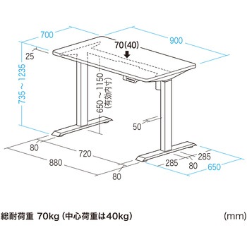 デスク eシリーズ 薄い木目×ブラック電動昇降 サンワサプライ