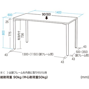 テーブル eシリーズ 薄い木目×ブラック サンワサプライ