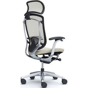 コンテッサセコンダ，固定肘，座クッション，大型ヘッド5本脚，ポリッシュ，ブラック，ランバー付ハンガー無 オカムラ(岡村製作所)