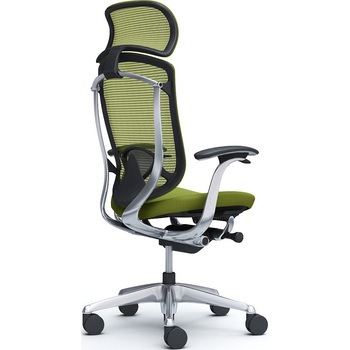 コンテッサセコンダ，固定肘，座クッション，大型ヘッド5本脚，ポリッシュ，ブラック，ランバー付ハンガー無 オカムラ(岡村製作所)