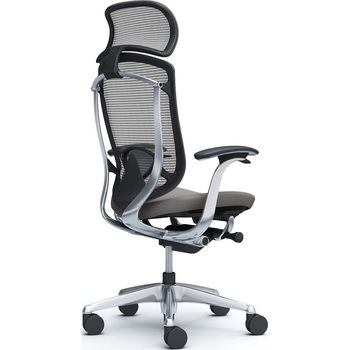 コンテッサセコンダ，固定肘，座クッション，大型ヘッド5本脚，ポリッシュ，ブラック，ランバー付ハンガー無 オカムラ(岡村製作所)