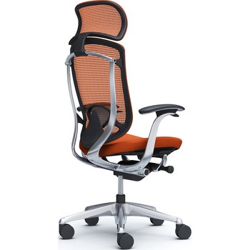 コンテッサセコンダ，固定肘，座クッション，大型ヘッド5本脚，ポリッシュ，ブラック，ランバー付ハンガー無 オカムラ(岡村製作所)