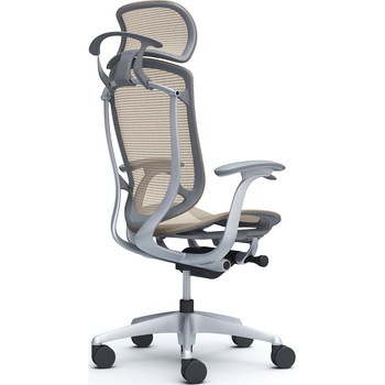 コンテッサセコンダ、固定肘、固定ヘッド、座メッシュ、ハンガー付、ランバー無、グレーB、シルバー、脚シルバー、ウレタン オカムラ(岡村製作所)