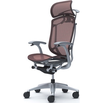 コンテッサセコンダ、固定肘、固定ヘッド、座メッシュ、ハンガー付、ランバー無、グレーB、シルバー、脚シルバー、ウレタン オカムラ(岡村製作所)