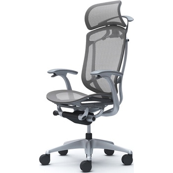 コンテッサセコンダ、固定肘、固定ヘッド、座メッシュ、ハンガー付、ランバー無、グレーB、シルバー、脚シルバー、ウレタン オカムラ(岡村製作所)