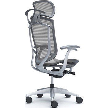 コンテッサセコンダ、固定肘、固定ヘッド、座メッシュ、ハンガー付、ランバー無、グレーB、シルバー、脚シルバー、ウレタン オカムラ(岡村製作所)