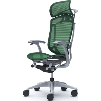 コンテッサセコンダ、固定肘、固定ヘッド、座メッシュ、ハンガー付、ランバー無、グレーB、シルバー、脚シルバー、ウレタン オカムラ(岡村製作所)