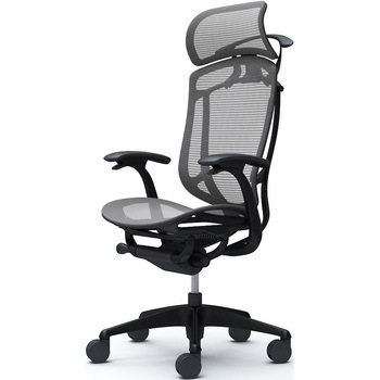 コンテッサセコンダ、固定肘、固定ヘッド、座メッシュ、ハンガー付、ランバー無、ブラックB、ブラック、脚ブラック、ウレタン オカムラ(岡村製作所)