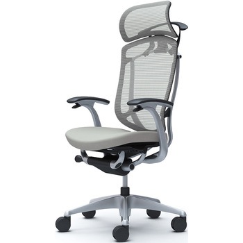 コンテッサセコンダ、固定肘、固定ヘッド、座クッション、ハンガー付、ランバー無、ブラックB、シルバー、脚シルバー、ウレタン オカムラ(岡村製作所)