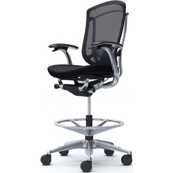 コンテッサセコンダ，固定肘，座クッション，ハイチェア，ポリッシュ，ブラック，ランバー付ハンガー無 オカムラ(岡村製作所)