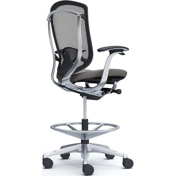 コンテッサセコンダ，固定肘，座クッション，ハイチェア，ポリッシュ，ブラック，ランバー付ハンガー無 オカムラ(岡村製作所)