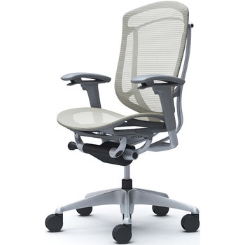 コンテッサセコンダ、可動肘、ハイバック、座メッシュ、ハンガー無、ランバー無、グレーB、シルバー、脚シルバー、ウレタン オカムラ(岡村製作所)