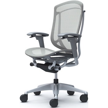 コンテッサセコンダ、可動肘、ハイバック、座メッシュ、ハンガー無、ランバー無、グレーB、シルバー、脚シルバー、ウレタン オカムラ(岡村製作所)