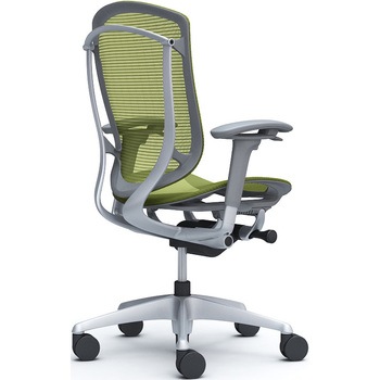 コンテッサセコンダ、可動肘、ハイバック、座メッシュ、ハンガー無、ランバー無、グレーB、シルバー、脚シルバー、ウレタン オカムラ(岡村製作所)