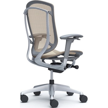 コンテッサセコンダ、可動肘、ハイバック、座メッシュ、ハンガー無、ランバー無、グレーB、シルバー、脚シルバー、ウレタン オカムラ(岡村製作所)