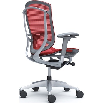 コンテッサセコンダ、可動肘、ハイバック、座メッシュ、ハンガー無、ランバー無、グレーB、シルバー、脚シルバー、ウレタン オカムラ(岡村製作所)