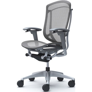コンテッサセコンダ、可動肘、ハイバック、座メッシュ、ハンガー無、ランバー無、グレーB、シルバー、脚シルバー、ウレタン オカムラ(岡村製作所)