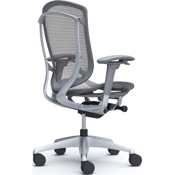 コンテッサセコンダ、可動肘、ハイバック、座メッシュ、ハンガー無、ランバー無、グレーB、シルバー、脚シルバー、ウレタン オカムラ(岡村製作所)