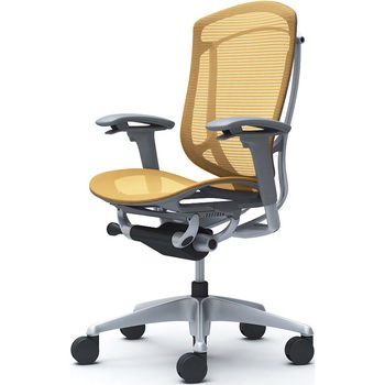 コンテッサセコンダ、可動肘、ハイバック、座メッシュ、ハンガー無、ランバー無、グレーB、シルバー、脚シルバー、ウレタン オカムラ(岡村製作所)