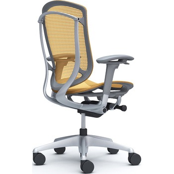 コンテッサセコンダ、可動肘、ハイバック、座メッシュ、ハンガー無、ランバー無、グレーB、シルバー、脚シルバー、ウレタン オカムラ(岡村製作所)