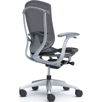 コンテッサセコンダ、固定肘、ハイバック、座メッシュ、ハンガー無、ランバー付、グレーB、シルバー、脚シルバー、ウレタン オカムラ(岡村製作所)