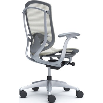 コンテッサセコンダ、固定肘、ハイバック、座メッシュ、ハンガー無、ランバー付、グレーB、シルバー、脚シルバー、ウレタン オカムラ(岡村製作所)
