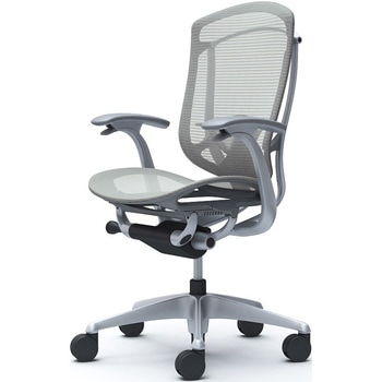 コンテッサセコンダ、固定肘、ハイバック、座メッシュ、ハンガー無、ランバー付、グレーB、シルバー、脚シルバー、ウレタン オカムラ(岡村製作所)