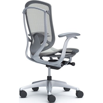 コンテッサセコンダ、固定肘、ハイバック、座メッシュ、ハンガー無、ランバー付、グレーB、シルバー、脚シルバー、ウレタン オカムラ(岡村製作所)