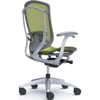 コンテッサセコンダ、固定肘、ハイバック、座メッシュ、ハンガー無、ランバー付、グレーB、シルバー、脚シルバー、ウレタン オカムラ(岡村製作所)