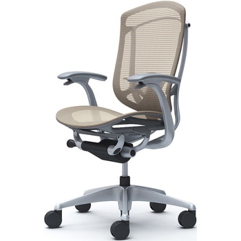 コンテッサセコンダ、固定肘、ハイバック、座メッシュ、ハンガー無、ランバー付、グレーB、シルバー、脚シルバー、ウレタン オカムラ(岡村製作所)