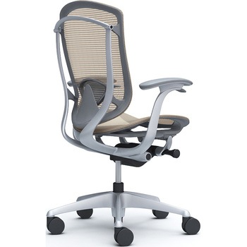 コンテッサセコンダ、固定肘、ハイバック、座メッシュ、ハンガー無、ランバー付、グレーB、シルバー、脚シルバー、ウレタン オカムラ(岡村製作所)