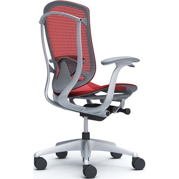 コンテッサセコンダ、固定肘、ハイバック、座メッシュ、ハンガー無、ランバー付、グレーB、シルバー、脚シルバー、ウレタン オカムラ(岡村製作所)