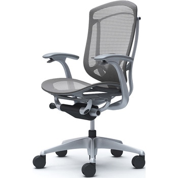 コンテッサセコンダ、固定肘、ハイバック、座メッシュ、ハンガー無、ランバー付、グレーB、シルバー、脚シルバー、ウレタン オカムラ(岡村製作所)