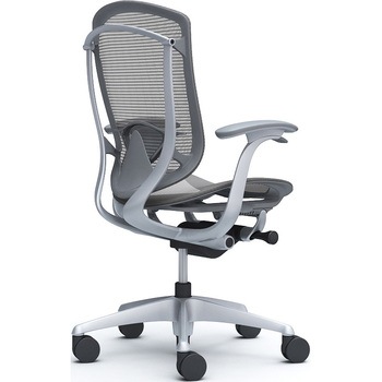 コンテッサセコンダ、固定肘、ハイバック、座メッシュ、ハンガー無、ランバー付、グレーB、シルバー、脚シルバー、ウレタン オカムラ(岡村製作所)