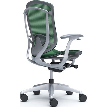 コンテッサセコンダ、固定肘、ハイバック、座メッシュ、ハンガー無、ランバー付、グレーB、シルバー、脚シルバー、ウレタン オカムラ(岡村製作所)